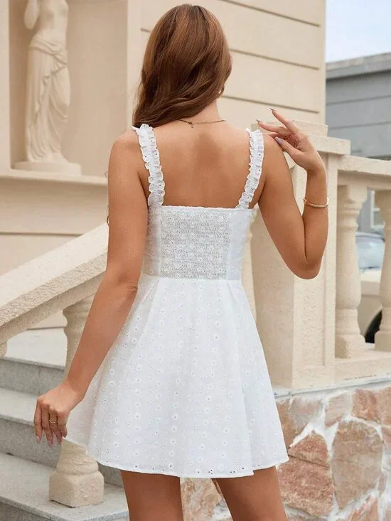 White Ruffle Dress - Picture 3 of 10